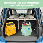 Qivine 17L Cleaning Caddy with Handle, Cleaning Supply Caddy, Foldable Tool Bag Cleaning Products Organizer, Portable Cleaning Bucket Caddy for Cleaning Supplies (Clear Green)