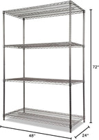 Alera Wire Shelving Starter Kit, Four-Shelf, 48w x 24d x 72h, Black Anthracite