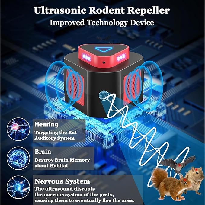 New Upgraded Rodent Repellent Ultrasonic Plug in Mouse Repellent Get Rid of Mice Permanently Electronic Repellent 4-Modes & Flashing Light, 360° Ultrasonic Mouse Blocker Rat Deterrent Indoor (2)