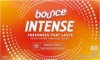Bounce Intense Dryer Sheets, Vibrant Fresh, 80 Count, Scent Boosting Dryer Sheet Formulated to Fight Wrinkles and Static
