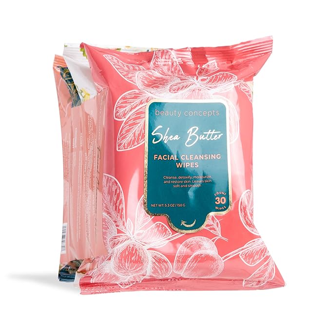 Nicole Miller Pack Facial Cleansing Wipes, Facial Cleansing Cloths, Removes Makeup, Mascara, Dirt and Oil, Peony, Coconut Mint, Rose, Shea Butter