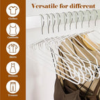 Clothes Hangers, 20Pack,White Metal Hangers,15.7'W Space-Saving Shirt Hanger,Non-Slip Heavy Duty Hanger with Deep Shoulder Notches for Dress and Camisole
