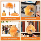 Ceiling Fan Cleaner Duster with 60 inch Extension Pole, Dusters for Cleaning High Ceiling Fan Blades, Dusters Kit with Storage Bag, Cleaning Tools for Families (14pcs)