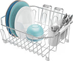 GSlife Small in Sink Dish Drying Rack - Stainless Steel Compact Dish Drainer for RV Kitchen Apartment Sink, Rust Resistant Inside Sink Rack, 1–2 Person Households, 11.6" W x 13.4" L, Silver