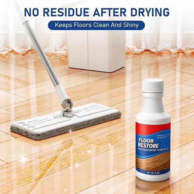 Timeno 2Pcs Floor Restore Polish, Floor Restore Cleaner Spray, Quick-Dry Protective Treatment for Hardwood Laminate Vinyl Bamboo Floors, 5 fl oz (150 ml)