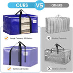 BlissTotes 6 Pack Moving Bags with Clear Window, Storage Bags with Strong Carrying Handles & Zippers,Large Packing Bags for Saving Space, Alternative to Moving Boxes(Blue,20 Gallon)