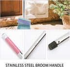 Stainless Steel Push Broom Handle Stick Replacement with Random Color Plastic Grip Sweeping Mop Handle for Easy Assembly and Household Cleaning Random Color