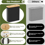 42L Toilet Paper Basket with Bamboo Lid, Toilet Paper Storage with Toilet Paper Holder & Non-Slip Mat for Bathroom Organizer, Holds up to 19 Regular Rolls or 14 Mega Rolls, Collapsible & Stackable