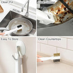 2PCS Range Top Brush Cleaner, Deep Gas Stove Brass Wire Brushes, Multi-purpose Kitchen Cleaning Scrub Brush, 4-in-1 Scrub Brush with Nylon Bristles Cooktop Scraper