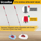 Spin Mop Replacement Handle Compatible with O-Cedar Spin Mop & Bucket System, 4-Section 30" to 58" Mops Handle Replacement Stick for Floor Cleaning, Mops Head & Base Not Include