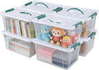 8-Pack 14 Quart Clear Organizing Container with Lid, Plastic Latching Box with Handles