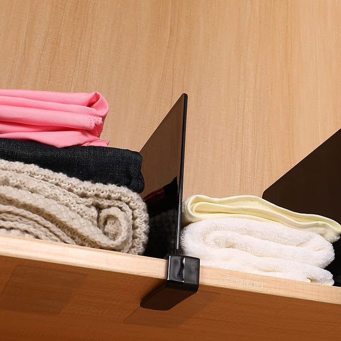 Sooyee 6 Pack Black Acrylic Shelf Dividers,Closet Shelves Closet Organizers and Storage in Bedroom, Kitchen, Office Shelves,Closet Dividers