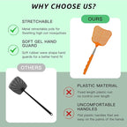 MYSTICHOME Fly Swatter 1 Pack, Durable Heavy Duty Plastic Fly Swatters, Stainless Steel Telescopic FlySwatter for Indoors/Outdoor/Kitchen/Garden (Orange)