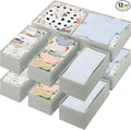 GRANNY SAYS Drawer Organizer Clothes, 12 Pack Dresser Organizer Bins for Nursery, Closet Organization and Storage Dividers for Clothing, Baby Clothes, Underwears, Gray