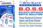 B.O.S.S.- Bio-Safe Organics Septic Solution & Drain Care 12.5 oz Powder - Patented Bacteria Enzyme Exxon Valdez Septic Tank Maintenance & Drain Care Formula, All Septic Tank Systems & Drains - 3 pack