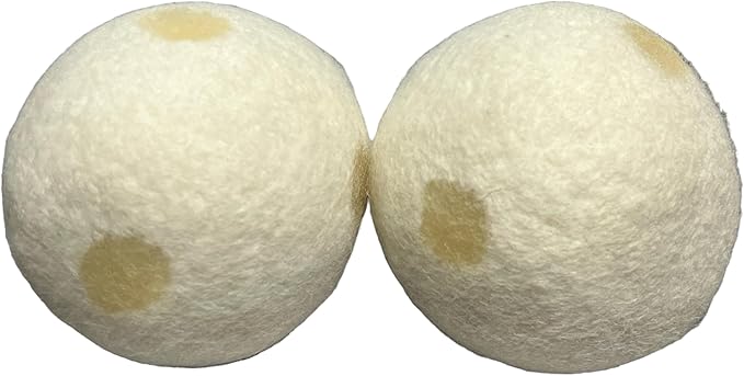 Organic Wool Dryer Balls, Fragrant, Natural Fabric Softener 100% Organic Premium New Zealand Wool, No Fillers, Anti Static, Lint Free, White 2 Count. (Lemon Drop)