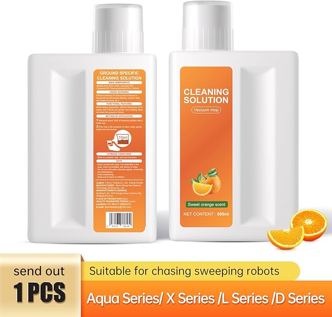 Orange Floor Cleaning Solution Compatible with Dreame Wet & Dry Vacuum and Robot, Residue & Streak Free,Suitable for All Robot Vacuum Cleaners and Wireless Wet Dry Dual-Use Vacuum Cleaners