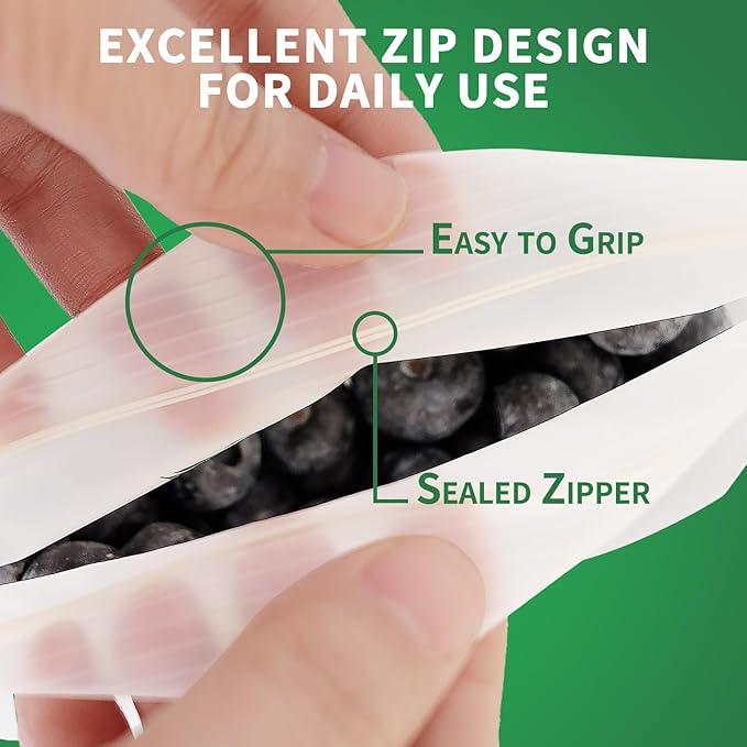 100% Compostable Snack Bags Small Biodegradable Freezer Sandwich Storage Bag for Cookies Biscuits, 50 Count - 6.3 x 3.9 Inch