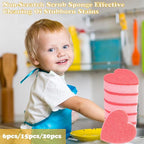 Heart Shaped Non-Scratch Scrub Sponge, Dual-Sided Cleaning Kitchen Sponge and Scrubber for Washing Dishes, Pots & Pans and Household Cleaning Supplies, 20 Pcs Scrubbing Sponges