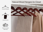 StorageWorks Wooden Hangers 20 Pack, Wood Coat Hangers for Closet, Heavy Duty Clothes Hangers for Suits, Shirts, Pants, Jackets, Dark Cherry Color