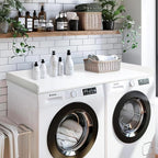 Gashell Washer Dryer Countertop, 27.5" x 58" Bamboo Washer and Dryer Countertop for Laundry Room Organization(White)