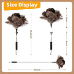 Extendable Ostrich Feather Duster with 19-49 inch Rotatable Stainless Steel Pole, Natural Feather Duster for Ceiling Fan Cobweb Dusting, Reusable Flexible Cleaning Duster(Include 2 Replacement Heads)