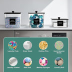 POLRAI 3 Pack Laundry Pod Containers and Dryer Sheet Holder Clear Jars with Bamboo Lids and Labels Laundry Room Organization Containers for Scent Booster Powder Detergent Pods Storage