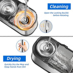 Spin Mop and Bucket with Wringer Set for Home,360° Mop and Bucket with Separate Clean and Dirty Water,Wet Dust Mop for Floor Cleaning with Extra Refills (Silver)