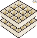 Joyoldelf Sock Drawer Organizer Divider Underwear Organizer 16-cell Fabric Dresser Drawer Organizers Storage Boxes for Socks Lingerie, Handkerchiefs, Ties (Beige)
