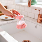 2Pcs Pink Dish Brush with Soap Dispenser,Soap Dispensing Brush, Kitchen Brush,Dish Pot Pan Sink Cleaning, Dish Brush Washing Utensils,Washing Up Liquid Soap Dispenser,Soap Dispensing Dish Brush