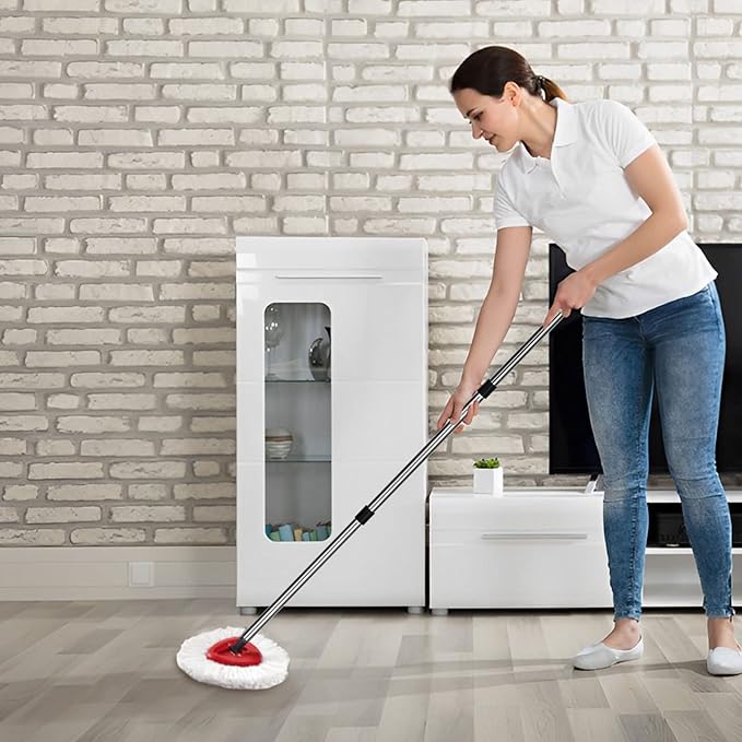 Qulable Spin Mop Replacement Handle - 4-Section 30" to 58" Mop Handle Replacement Stick Compatible with O-Ceda Spin Mop, EasyWring Mop Handle for Floor Cleaning(Mop Head&Base not Include) (Black)