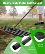44x10 inch Lawn Leveling Rake, Upgraded Lawn Leveler Tool Heavy Duty Reinforced Connection, Garden Rake with Adjustable Long Handle, Ground Leveler for Yard Smoothing Soil Grass Dirt Sand