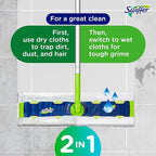 Swiffer Sweep + Mop XL, Broom & Mop Alternative, Floor Cleaner for Dirt, Dust, Hair, All Purpose Cleaning Tool for Home, Bathroom, Kitchen, Set Includes 1 XL Sweeper 8 XL Dry Pads 2 XL Wet Pads Fresh