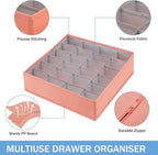 Foldable Storage Cubes Drawer Underwear Organizer Dividers， under Cabinet Organizer 24-Cell Fabric Storage Boxes for Lingerie,Socks,Ties （Orange）
