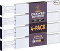 4 Pack Drawer Divider - 2.6" High, 16" to 22" Adjustable Bamboo Drawer Organizers for Clothes, Expandable Dresser Separators in Bedroom/Bathroom/Kitchen/Office Organization and Storage (White)