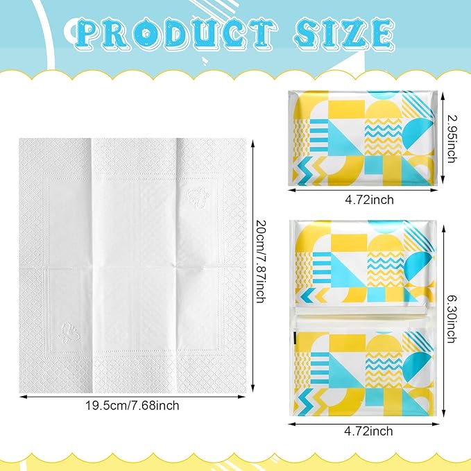 24 Packs Travel Size Tissue Pocket Slim Pack Facial 3 Ply Wallet Size Pocket Tissues for Travel Wedding Party Favors, 6 Styles(Cute Geometric)
