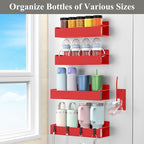 Magnetic Water Bottle Holder for Refrigerator, Cup Holder Organizer for Stanley and Tumbler for Kitchen, 4 Pack, Red