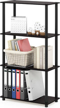 Furinno Turn-N-Tube 4-Tier Multipurpose Shelf Display Rack, Round Tubes, Dark Walnut