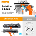 Professional Window Squeegee Cleaner, 2 in 1 Shower Squeegee with Extension Pole, 65”Telescopic Window Washing Equipment with 180°Adjustable Head, Glass Cleaning Tools for Outdoor High Window