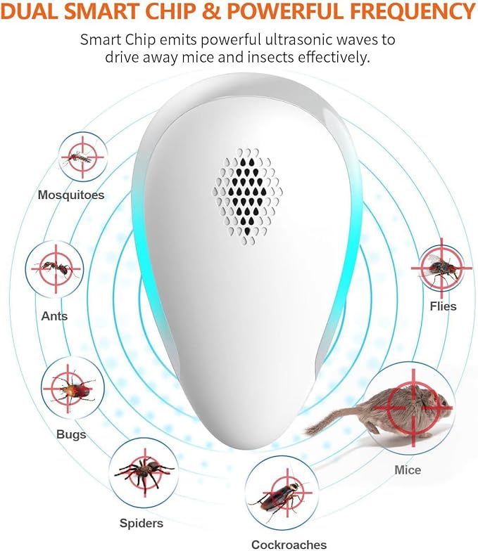 Ultrasonic Pest Repeller Indoor, 6 Pack Pest Repellent Ultrasonic Plug in Electronic Repeller for Mosquito, Spider, Bugs, Mice, Ant, Insects, Roach, Non-Toxic