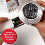SINGER Compact Fabric Shaver and Lint Remover | Portable, Battery Operated Device with 3 Stainless Steel Blades & Detachable Lint Catcher