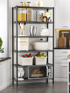 Golpart 6 Tier Adjustable Storage Shelves,Heavy Duty Metal Utility Shelf 1500LBS Capacity Wire Shelving Unit Organizer Rack for Home Kitchen Pantry Room 14" D x 36" W x 72" H Black