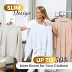 Our Modern Space 50 Pack Adult Plastic Hanger for Shirt Pants Coats Dresses Skirts Suits Jackets - Standard Thick Coat Hanger - Sturdy & Durable Design with Shoulder Grooves Hook - Grey