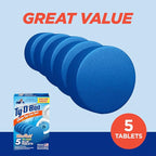 Ty-D-Bol Blue Tablets Value 5 Pack, Cleans and Deodorizer Toilets for a Fresh Smelling Bathroom