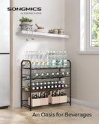 SONGMICS Stackable Shoe Rack, 4 Tier Metal Shoes Rack Storage Shelf, Holds up to 16 Pairs Shoes, Adjustable Slanted Shelves Shoe Tower Organizer for Closet Entryway Small Spaces, Black