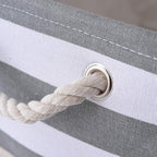 TheWarmHome Storage Basket Fabric Basket with Handles Dog Toy Basket Cloth Storage Bin Shelf Basket Decorative Storage Basket Shoe Basket Gift Basket(Grey&White Stripes-1 Pack,15.7L×11.8W×8.3H)