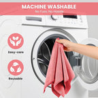 Microfiber Cleaning Cloth, 12 Pack Pink Cleaning Rags for Housekeeping, Reusable Microfiber Towels for Car, Kitchen, Bathroom and Household Cleaning Supplies, 11.8"X11.8"