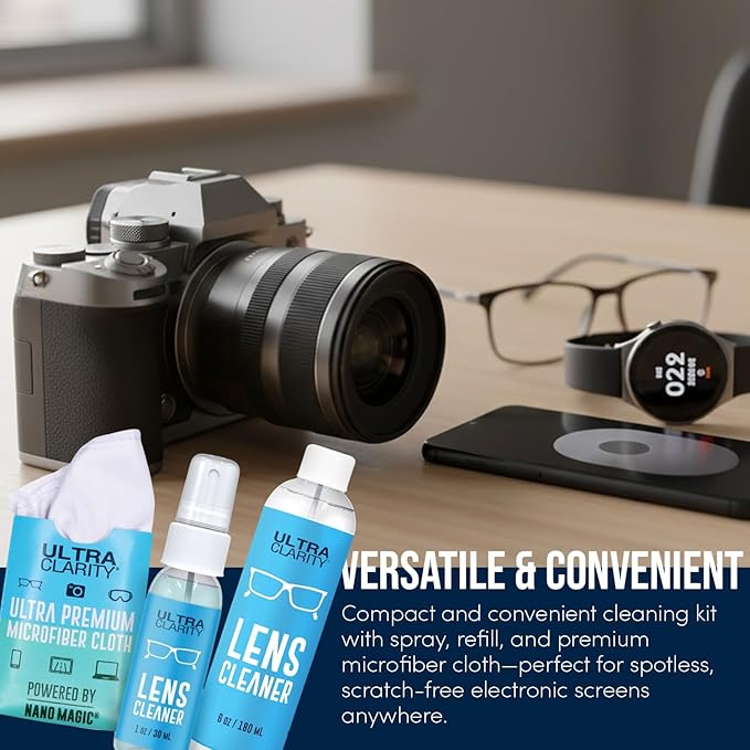 Ultra Clarity Powered by Nano Magic Eyeglass Lens Cleaning Spray 7oz Value Pack | 1oz Spray, 6oz Refill, Microfiber Cloth | For Glasses, Phone, Electronic Screens, Optic Surfaces, Coated Surfaces