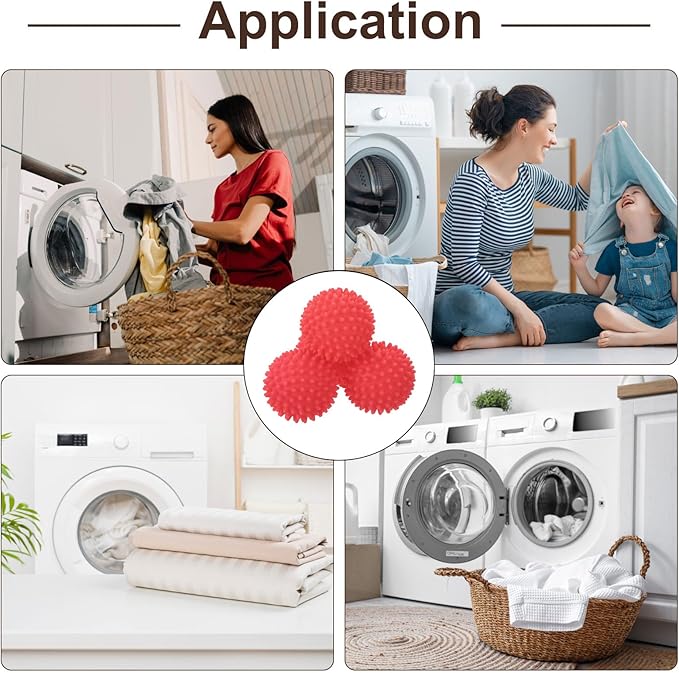 uxcell 4pcs Reusable Laundry Dryer Balls Vinyl Drying Balls for Reduce Wrinkles Static Fabric Softener Reduce Drying Time Save on Energy, Rose Red