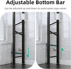 Kalrin Over The Toilet Storage with X Shape Side Guardrail, 3-Tier Over Toilet Storage Rack with Drain Basket, Freestanding Bathroom Organizer for Balcony Laundry, Vintage Brown